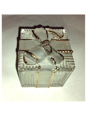 Vintage Lead Crystal 24% Anna Hutte Square Bow Trinket Box